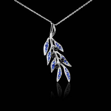 Pendentif saphir bleu Branche d'olivier